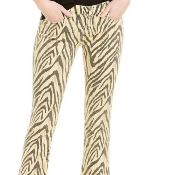 🆕 CURRENT/ELLIOTT | Zebra Print  Slimming Cropped Jeans Size 27 - Picture 2 of 9